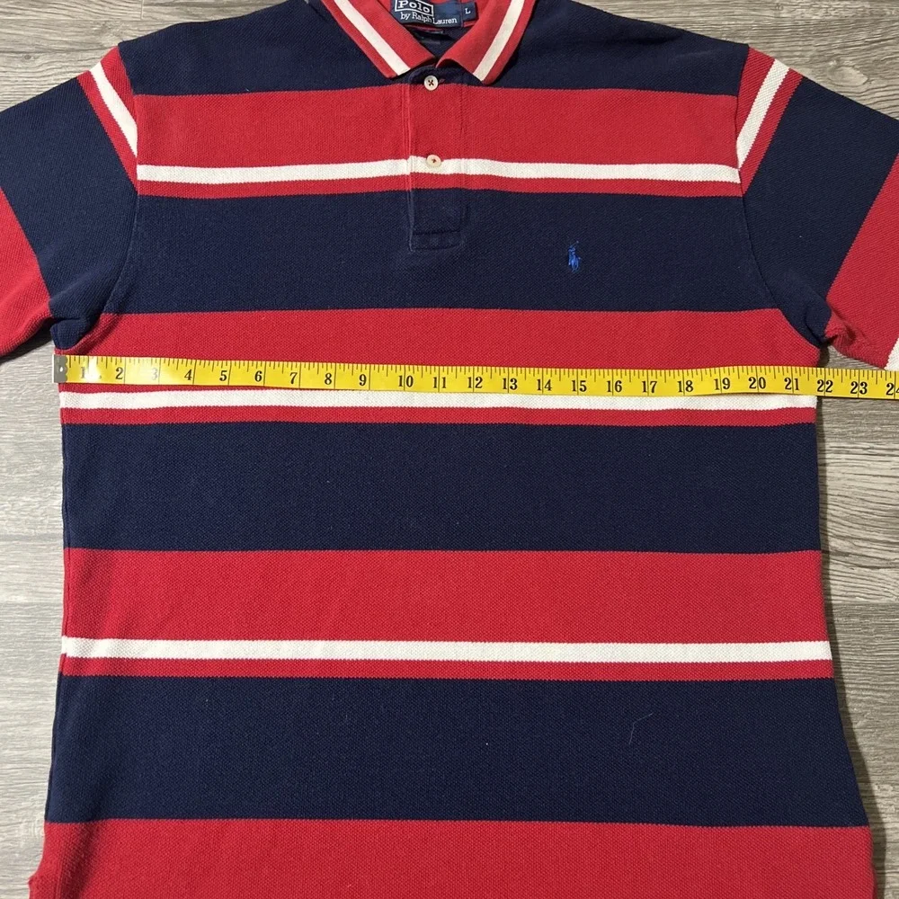 Vintage Ralph Lauren Striped‎ Red/White/Blue Short Sleeve Rugby Polo Size Large